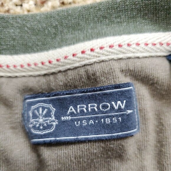 Arrow T Shirt Mens 2XL Green Long sleeve Crew Neck Pull Over - Picture 3 of 12